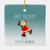 Feierliche Eis Skaten Santa - Personalisiert Keramikornament (Rückseite)