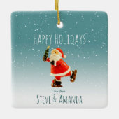 Feierliche Eis Skaten Santa - Personalisiert Keramikornament (Vorderseite)