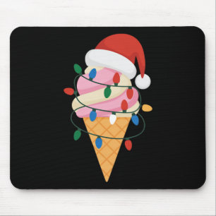 Feierliche Eiscreme mit Weihnachtsbeleuchtung und  Mousepad