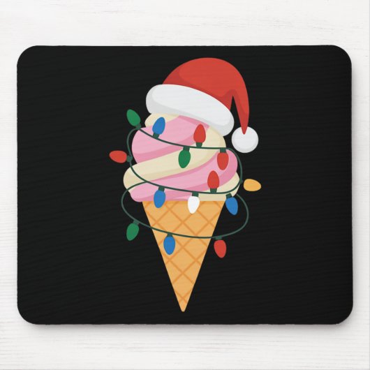 Feierliche Eiscreme mit Weihnachtsbeleuchtung und Mousepad (Vorne)