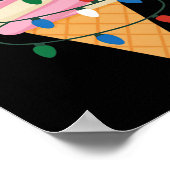Feierliche Eiscreme mit Weihnachtsbeleuchtung und Poster (Ecke)