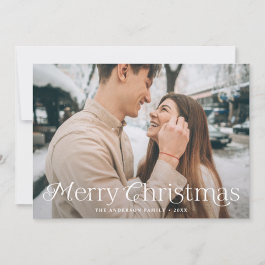 Feierliche Elegance Frohe Weihnachten Grünes Foto (Vorderseite)