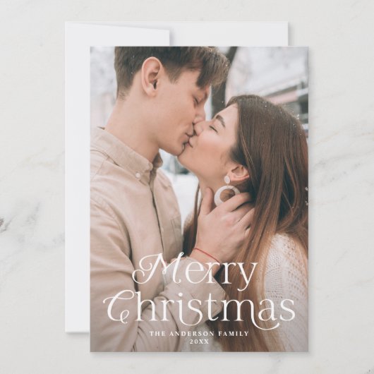 Feierliche Elegance Frohe Weihnachten Rotes Foto (Vorderseite)