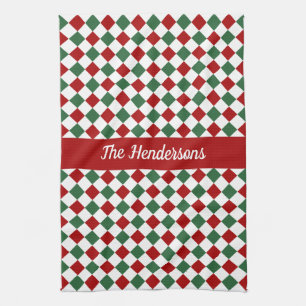 Feierliche Elegante Grün und Rot Weihnachten Geschirrtuch