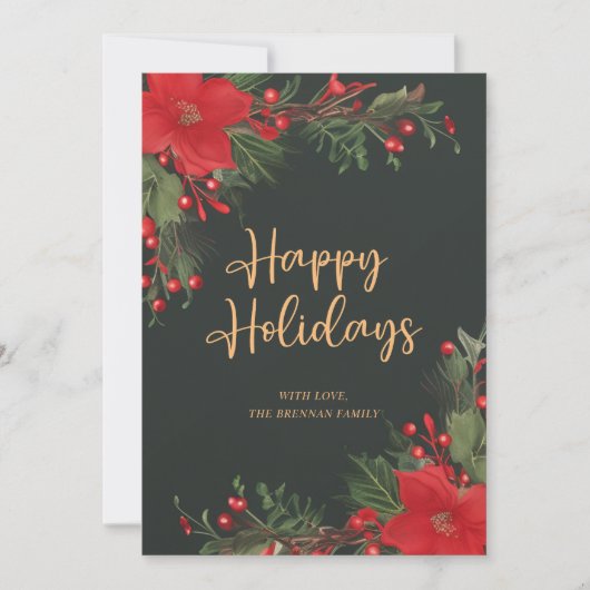 Feierliche Elegante Weihnachten Grün Rot Botanisch (Vorderseite)