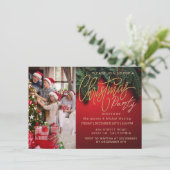 Feierliche Elegante Weihnachten PARTY Rotes Foto Einladung (Stehend Vorderseite)