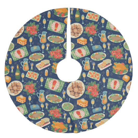 Feierliche Essenszeiten und Komfort Polyester Weihnachtsbaumdecke (Vorderseite)