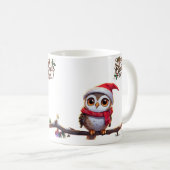Feierliche Eule in einer Weihnachtsmannmütze Kaffeetasse (VorderseiteRechts)