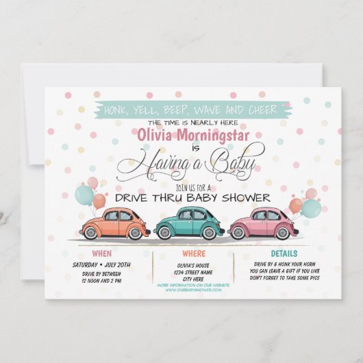 Feierliche Fahrt mit der Duschparade Einladung (Vorderseite)