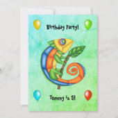 Feierliche Farben Fantasie Lizard Balloons Geburts Einladung (Vorderseite)