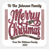 Feierliche Farben frohe Weihnachten Quadratischer Aufkleber (Vorderseite)