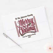 Feierliche Farben frohe Weihnachten Quadratischer Aufkleber (Umschlag)