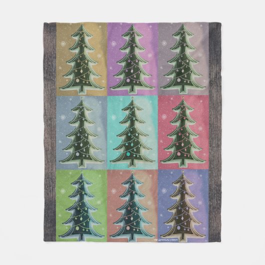 Feierliche Farben Retro Personalisierte Weihnachts Fleecedecke (Vorderseite)