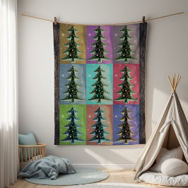 Feierliche Farben Retro Personalisierte Weihnachts Fleecedecke