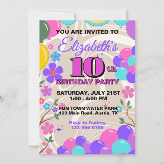 Feierliche farbenfrohe Ballons Geburtstag Einladung (Vorderseite)