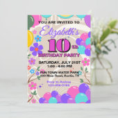 Feierliche farbenfrohe Ballons Geburtstag Einladung (Stehend Vorderseite)