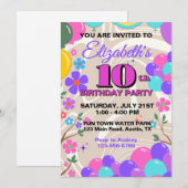 Feierliche farbenfrohe Ballons Geburtstag Einladung (Vorne/Hinten)