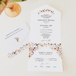 Feierliche farbenfrohe Blumenhochzeit All In One Einladung