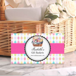 Feierliche farbenfrohe Geschenkkörbe Visitenkarte