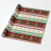 Feierliche, farbenfrohe Weihnachtsbäume und Schnee Geschenkpapier (Ungerollt)