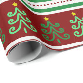 Feierliche, farbenfrohe Weihnachtsbäume und Schnee Geschenkpapier (Rolleneckpunkt)