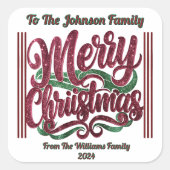 Feierliche farbenfrohe Weihnachtsgrüße Quadratischer Aufkleber (Vorderseite)