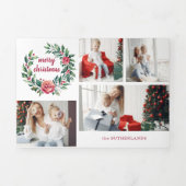 Feierliche farbenfrohe Weihnachtskranz - Collage Dreifach Gefaltete Urlaubskarte (Cover)