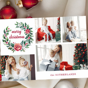 Feierliche farbenfrohe Weihnachtskranz - Collage Feiertagskarte