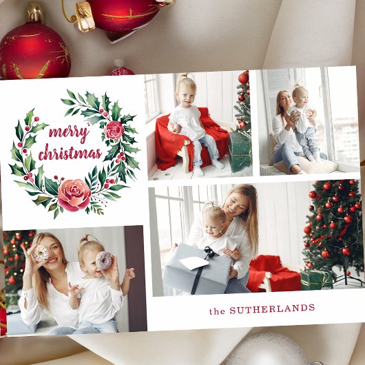 Feierliche farbenfrohe Weihnachtskranz - Collage Feiertagskarte