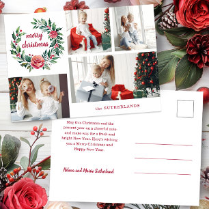 Feierliche farbenfrohe Weihnachtskranz - Collage Feiertagspostkarte