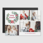 Feierliche farbenfrohe Weihnachtskranz - Collage Magnetkarte (Vorne/Hinten)