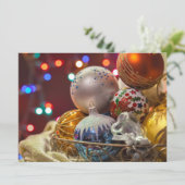 Feierliche farbenfrohe Weihnachtsschmuck Feiertagskarte (Stehend Vorderseite)