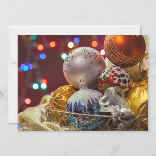 Feierliche farbenfrohe Weihnachtsschmuck Feiertagskarte (Vorderseite)