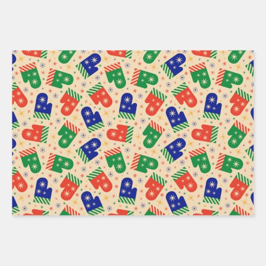 Feierliche farbenfrohe Weihnachtszettel Geschenkpapier Set (Vorderseite 3)