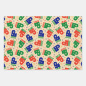 Feierliche farbenfrohe Weihnachtszettel Geschenkpapier Set (Vorderseite 2)