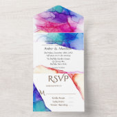 Feierliche farbige Hochzeit des Alkohols All In One Einladung (Innen Boden)