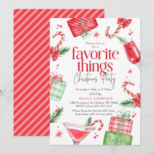 Feierliche Favoriten Einladung (Vorne/Hinten)