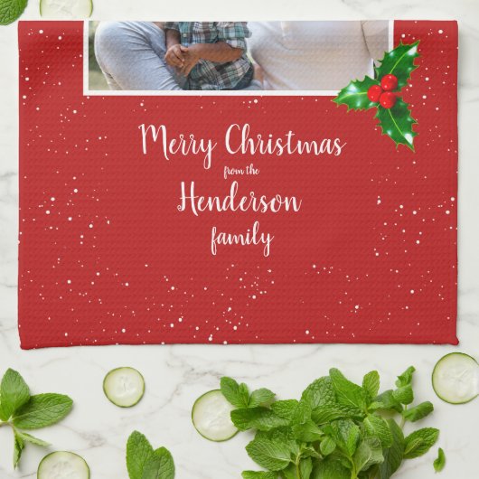 Feierliche Feier Der Weihnachtsmann - Foto - Perso Geschirrtuch (Gefaltet)