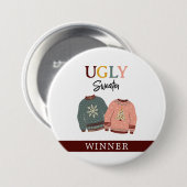 Feierliche Feier mit dem Gewinner des Ugly Sweater Button (Vorne & Hinten)