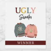 Feierliche Feier mit dem Gewinner des Ugly Sweater Weinetikett (Einzelnes Label)
