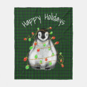 Feierliche Feier Pinguin, blinkende rote grüne Lic Fleecedecke (Vorderseite)