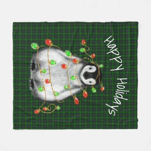 Feierliche Feier Pinguin, blinkende rote grüne Lic Fleecedecke (Vorderseite (Horizontal))