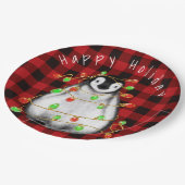 Feierliche Feier Pinguin, blinkende rote grüne Lic Pappteller (Schrägansicht)