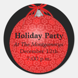 Feierliche Feier, Rote Spitzen Ornament Runder Aufkleber