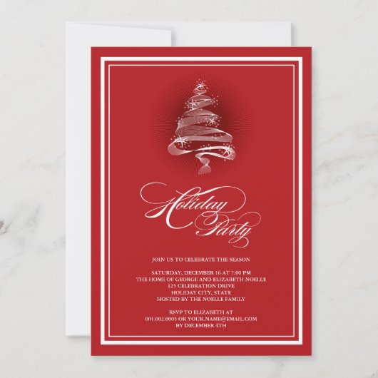 Feierliche Feier zum Roten Weihnachtsbaum Einladung (Vorderseite)