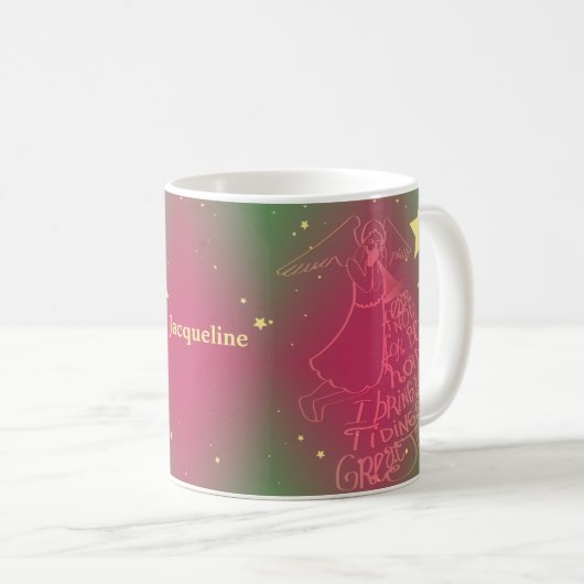"...Feierliche Feierlichkeiten" Engel Weihnachten Kaffeetasse (VorderseiteRechts)