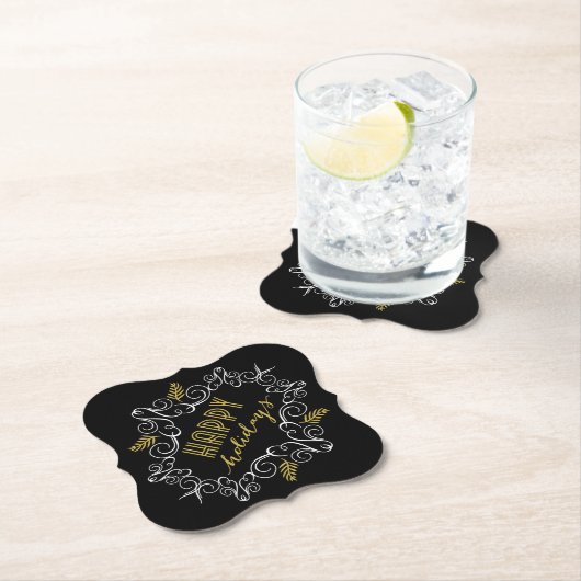 Feierliche Feierlichkeiten in Foliage Deko Gold Fr Untersetzer (Vor Ort)