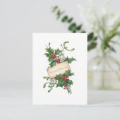 Feierliche Feierlichkeiten mit Holly & Mistletoe Postkarte (Stehend Vorderseite)