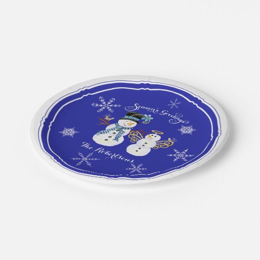 Feierliche Feierlichkeiten Snowmen Snowflake aus d Pappteller (Schrägansicht)