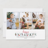 Feierliche Feiertage 3-Foto-Flora Karte (Vorderseite)